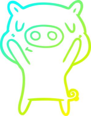 Bir insan tarafından çizilen çizgi film içerikli bir domuzun soğuk çizgi çizimi