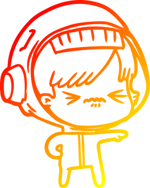 Bir insan tarafından çizilmiş bir astronot kadın çizgi çizimi.