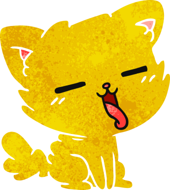 Bir insan tarafından çizilmiş sevimli kawaii kedisinin serbest çizimi.