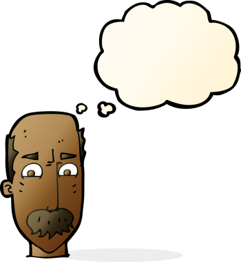 Bir insan tarafından çizilmiş düşünce baloncuğu olan yaşlı bir adam.