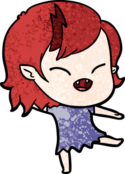 Bir insan tarafından çizilmiş gülen vampir kız çizgi filmi.