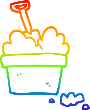 Gökkuşağı gradyan çizgisi bir insan tarafından çizilmiş bir karikatür bahçıvan kabı