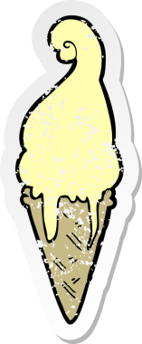 Bir insan tarafından çizilmiş karikatür dondurmasının sıkıntılı çıkartması.