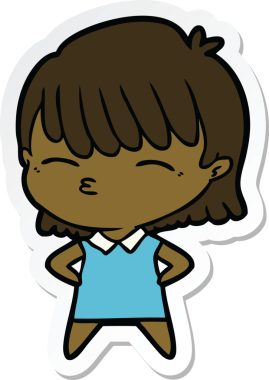 Bir insan tarafından çizilmiş bir karikatür kadının çıkartması.