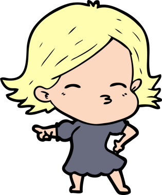 Bir insan tarafından çizilmiş çizgi film kadını.