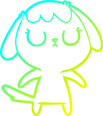 Bir insan tarafından çizilmiş şirin bir çizgi köpeğin soğuk gradyan çizgisi.