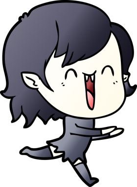 Bir insan tarafından çizilmiş mutlu vampir kız çizgi filmi.