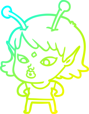 Bir insan tarafından çizilmiş güzel bir uzaylı kız çizimi.