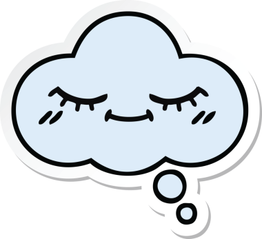 Bir insan tarafından çizilmiş şirin bir düşünce baloncuğunun çıkartması.