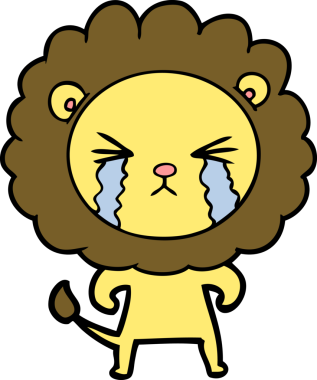 Bir insan tarafından çizilmiş ağlayan bir aslan.