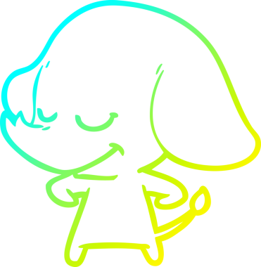 Bir insan tarafından çizilmiş gülümseyen bir filin soğuk gradyan çizimi