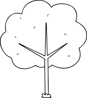 Bir insan tarafından çizilmiş garip çizgi film ağacı.