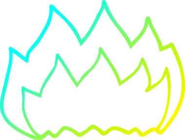 Bir insan tarafından çizilen sıcak ateşin soğuk gradyan çizgisi