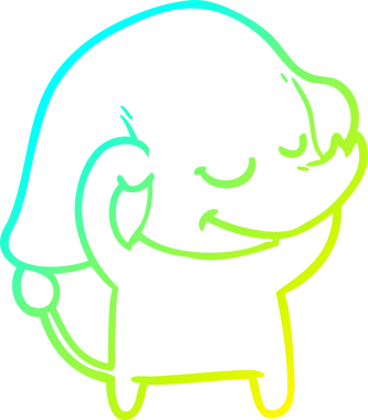 Bir insan tarafından çizilmiş gülümseyen bir filin soğuk gradyan çizimi