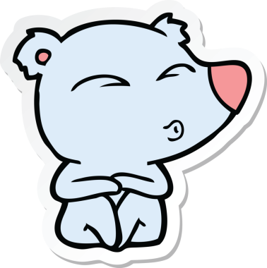 Bir insan tarafından çizilmiş ıslık çalan bir ayının çıkartması.