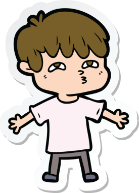 Bir insan tarafından çizilmiş bir karikatürcünün çıkartması.