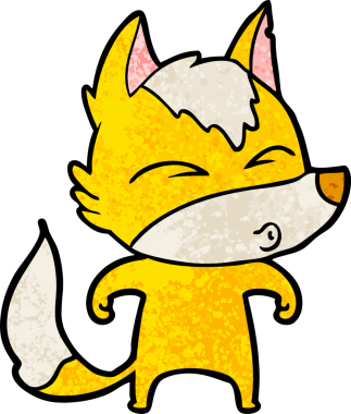 Bir insan tarafından çizilmiş tilki çizgi film karakteri