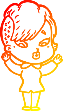 Bir çizgi film karakteri, bir insan tarafından çizilmiş bir kızı şaşırttı.