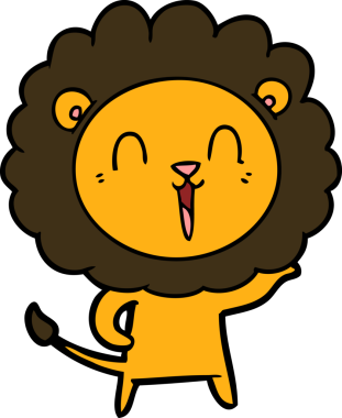 Bir insan tarafından çizilmiş gülen aslan çizgi filmi.