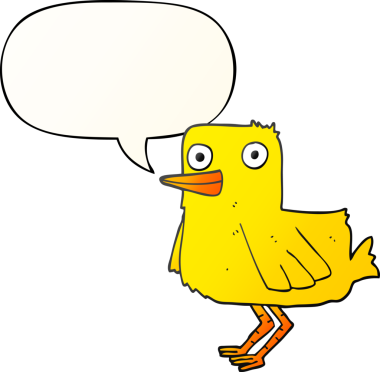 Bir insan tarafından çizilmiş yumuşak eğimli konuşma baloncuklu çizgi film ördeği