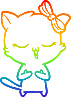 Gökkuşağı gradyan çizgi çizimi bir insan tarafından çizilmiş bir çizgi film kedisi.