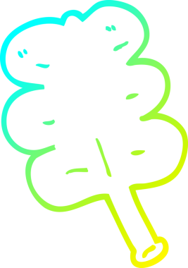 Bir insan tarafından çizilmiş bir çizgi film yaprağının soğuk gradyan çizimi