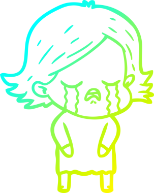 Bir insan tarafından çizilmiş ağlayan bir çizgi film kızı çizimi.