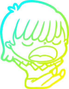 Bir insan tarafından yüksek sesle çizilmiş bir karikatür kadın çizimi.