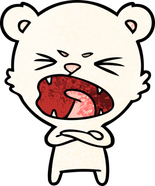 Bir insan tarafından çizilmiş kızgın kutup ayısı çizgi filmi.