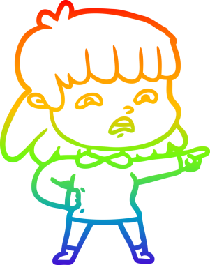 Gökkuşağı gradyan çizimi Bir insan tarafından çizilmiş endişeli bir çizgi kadın