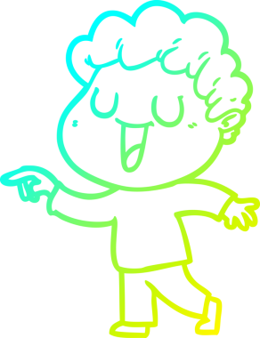 Bir insan tarafından çizilmiş gülen bir çizgi film karakterinin soğuk gradyan çizimi