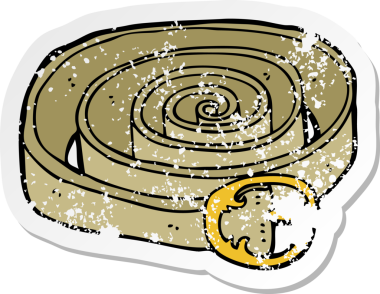 Bir insanın çizdiği karikatür kemerinin gerilimli retro yapıştırması.