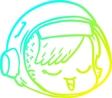 Bir insan tarafından çizilmiş soğuk gradyan çizgili astronot yüzü.