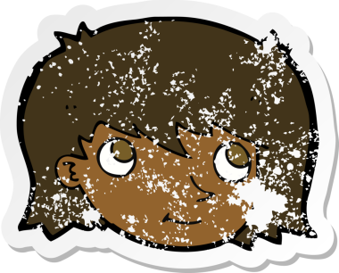 Bir insan tarafından çizilmiş bir karikatür kadın yüzünün gerilimli yapıştırması.