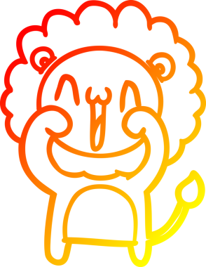 Bir insan tarafından çizilmiş mutlu çizgi film aslanının sıcak çizgi çizimi