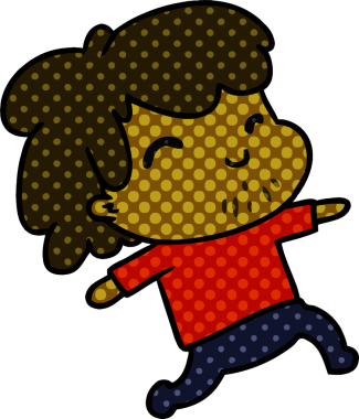 Bir insan tarafından çizilmiş sakallı kawaii çocuk.