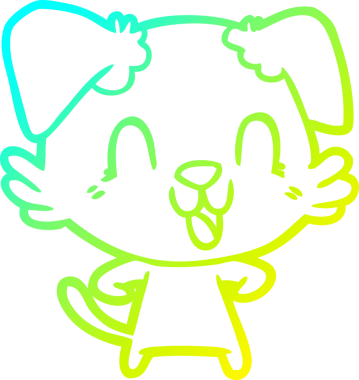 Bir insan tarafından çizilmiş gülen çizgi film köpeğinin soğuk çizgisi.