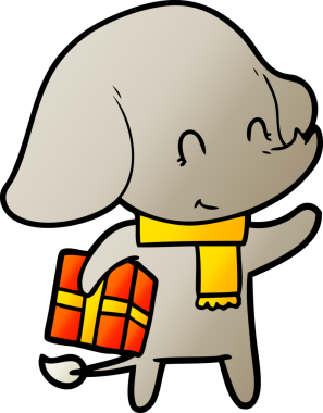 Bir insan tarafından çizilmiş şirin bir noel fili.