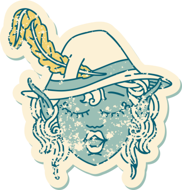 Retro Dövme Biçimi Elf karakter yüzü Bir insan tarafından çizilmiş