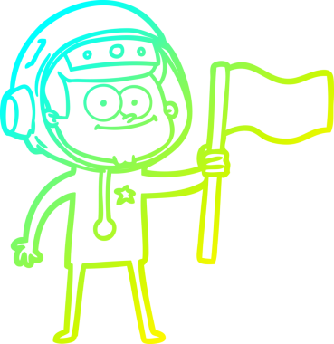 Bir insan tarafından çizilmiş mutlu bir astronot çizgi filmi.