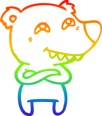 Bir insan tarafından çizilmiş dişleri gösteren karikatür kutup ayısının çizimi.