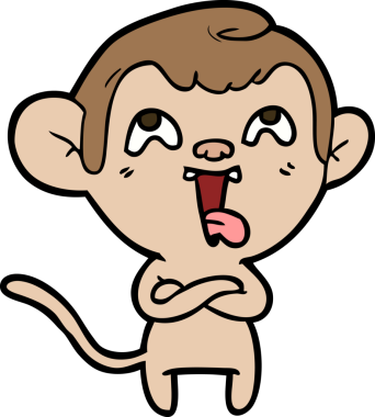 Bir insan tarafından çizilmiş çılgın çizgi film maymunu