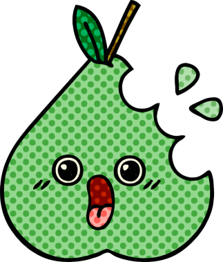 bir insan tarafından çizilmiş yeşil bir armut çizgi romanı