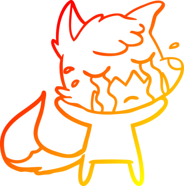 Bir insan tarafından çizilmiş ağlayan tilki çizgi filmi.