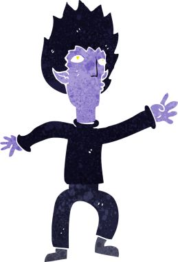 Bir insan tarafından çizilmiş bir vampir çizgi filmi.