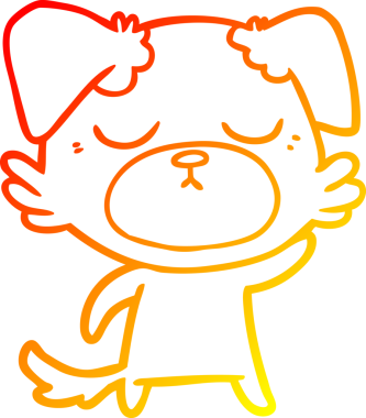 Bir insan tarafından çizilmiş sevimli bir köpeğin sıcak çizgi çizgisi.