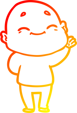 Bir insan tarafından çizilmiş, mutlu kel bir adamın çizgi çizimi.