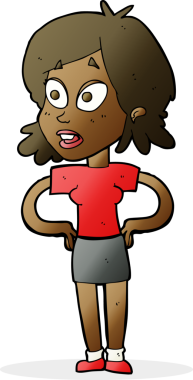 Bir insan tarafından çizilmiş kalçaları olan çizgi film kadını.