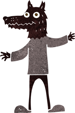 Bir insan tarafından çizilmiş bir kurt adam.