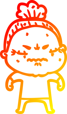 Bir insan tarafından çizilmiş, karikatür çizen yaşlı bir kadın.